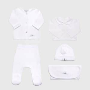 Set 5 piezas Bordado a Mano Blanco