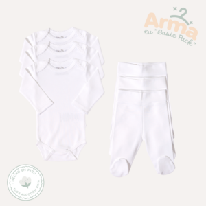 Pack X6 Body Cuello Americano + Pantalón Pretina Ancha (Blanco)