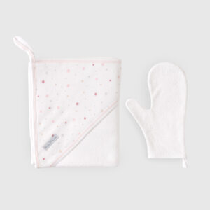 Toalla Rn + Manopla Little Star Rosa