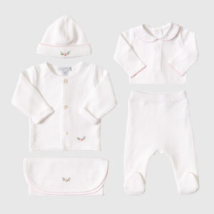 Set de 5 piezas Punto Inglés Blanco Flower