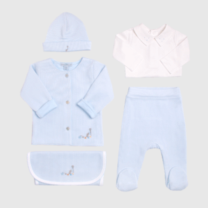 Set de 5 piezas Punto Inglés Celeste Banderín