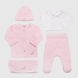 Set de 5 piezas Punto Inglés Rosa Banderin