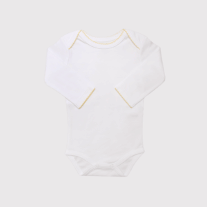 Body Cuello Americano Blanco Picot Amarillo