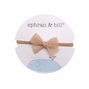 Vincha NB Lazo Tull Beige Brillos